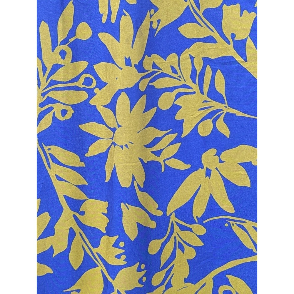 L Women Rosemarine Sleeveless Silk Blend Blue Yellow Floral Dress Maxi Flowy Tie - Picture 5 of 9